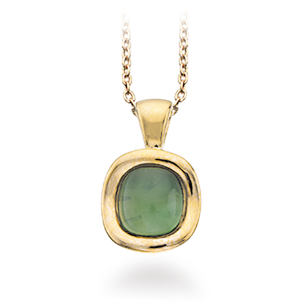 VEDHÆNG GRØN AMETYST 8 KT. M/SØLVKÆDE