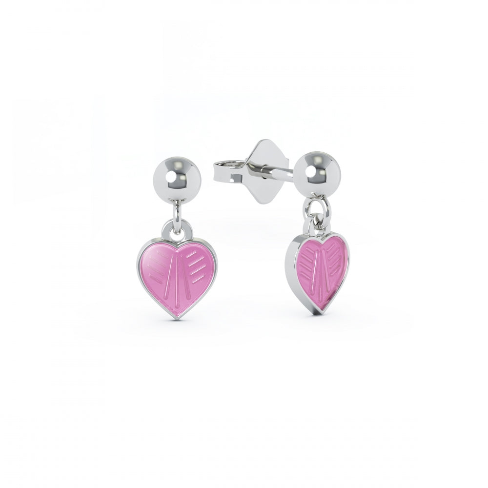 SØLV ØREPYNT LYSERØD HJERTE