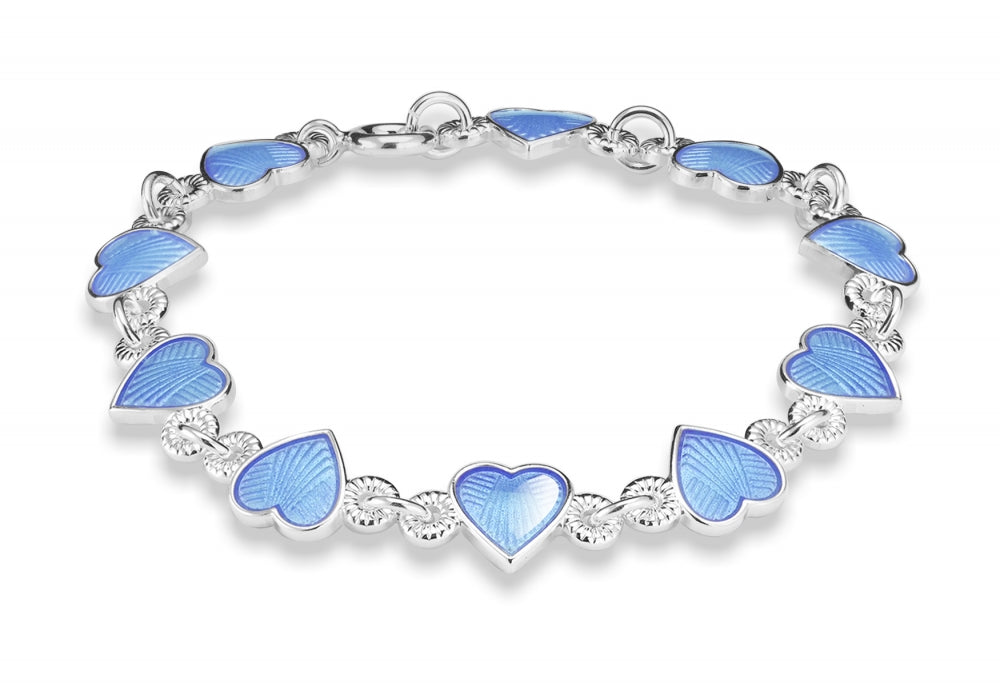 SØLV ARMBÅND HJERTE BLÅ