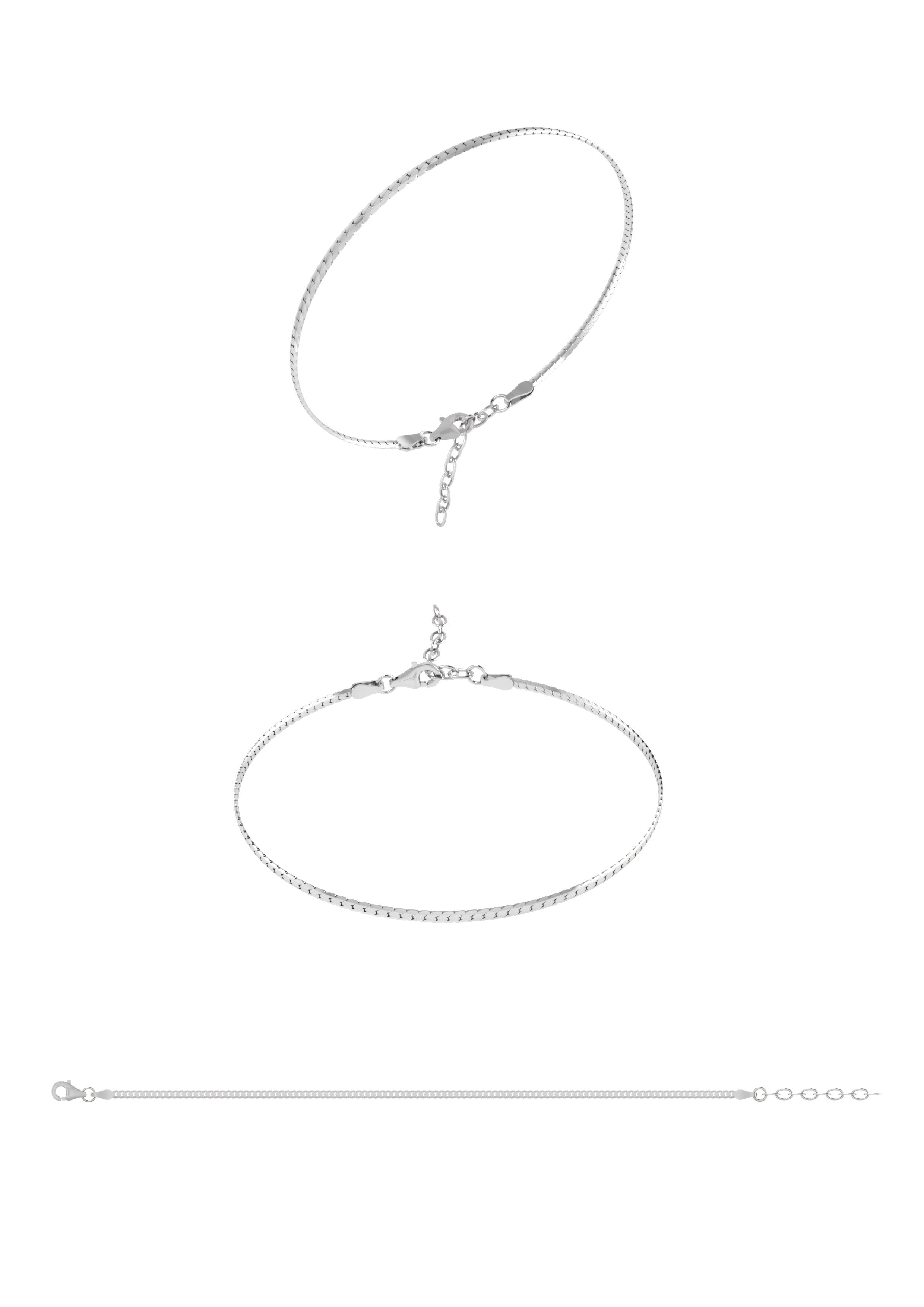 SØLV ARMBÅND KANTET KÆDE FLAD