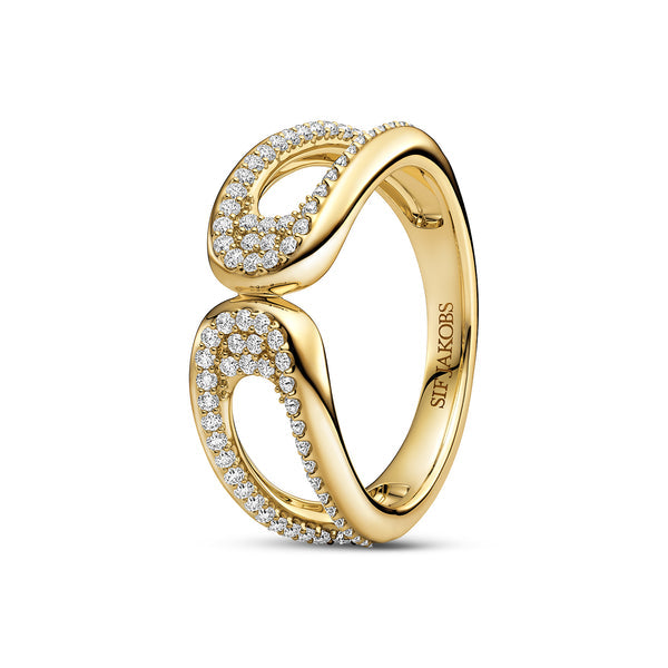RING BORSA DUE PICCOLO - 18 KARAT FORGYLDT, MED HVIDE ZIRKONIA.