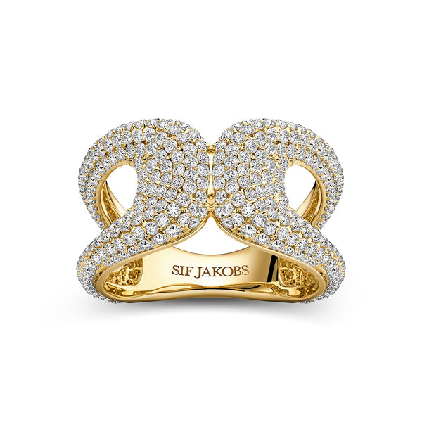 RING BORSA DUE PICCOLO - 18 KARAT FORGYLDT, MED HVIDE ZIRKONIA.