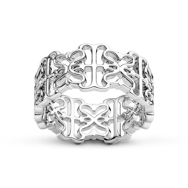 RING ICONA - RHODINERET, MED EN BLANKPOLERET OVERFLADE.