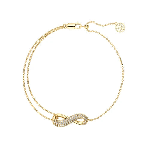 ARMBÅND INFINITO - 18 KARAT FORGYLDT, MED HVIDE ZIRKONIA.
