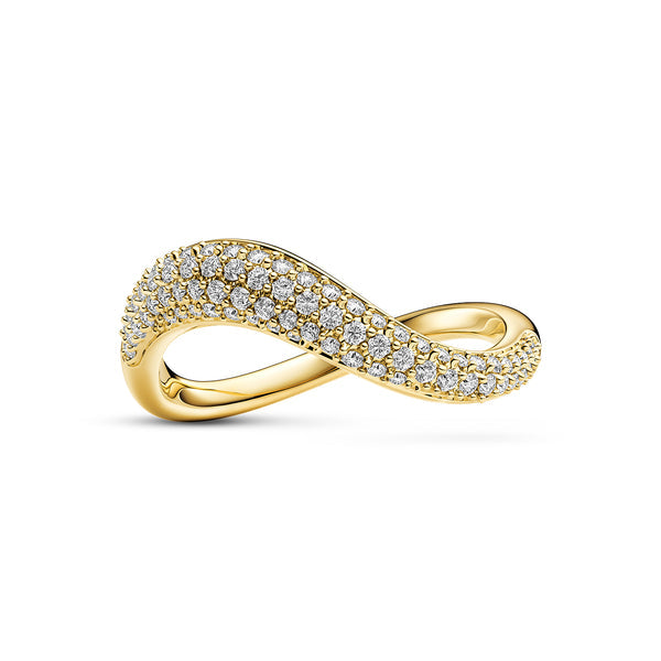 RING INFINITO - 18 KARAT FORGYLDT, MED HVIDE ZIRKONIA.