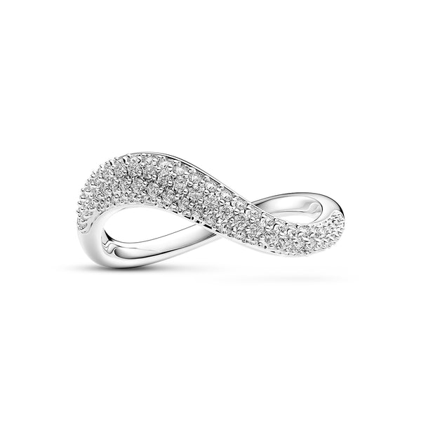 RING INFINITO - RHODINERET, MED HVIDE ZIRKONIA.