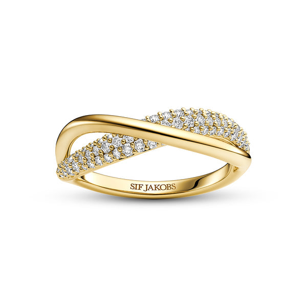RING INFINITO DUE - 18 KARAT FORGYLDT, MED HVIDE ZIRKONIA.