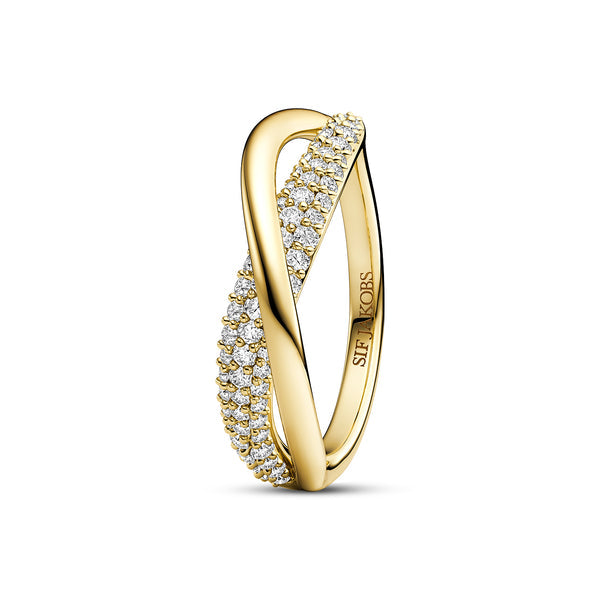 RING INFINITO DUE - 18 KARAT FORGYLDT, MED HVIDE ZIRKONIA.