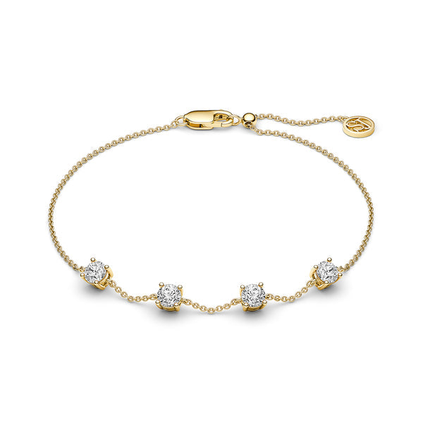 ARMBÅND PRINCESS QUATTRO - 18 KARAT FORGYLDT, MED HVIDE ZIRKONIA.