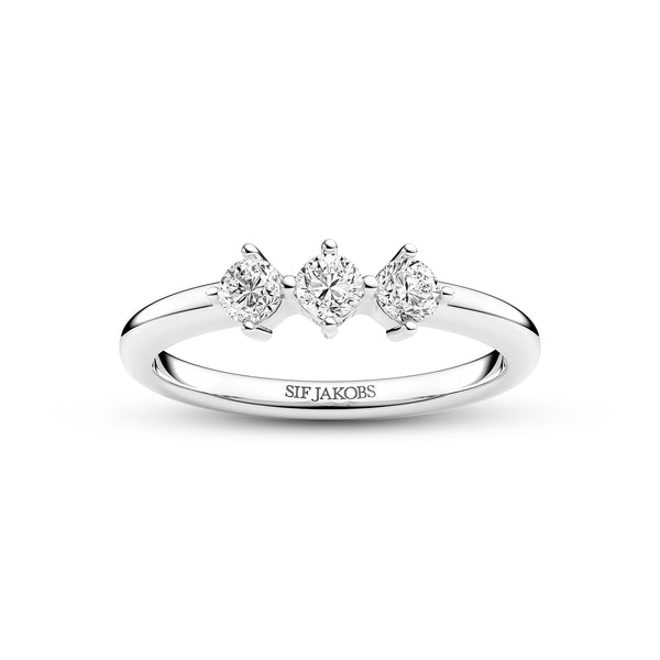 RING PRINCESS - RHODINERET, MED HVIDE ZIRKONIA.