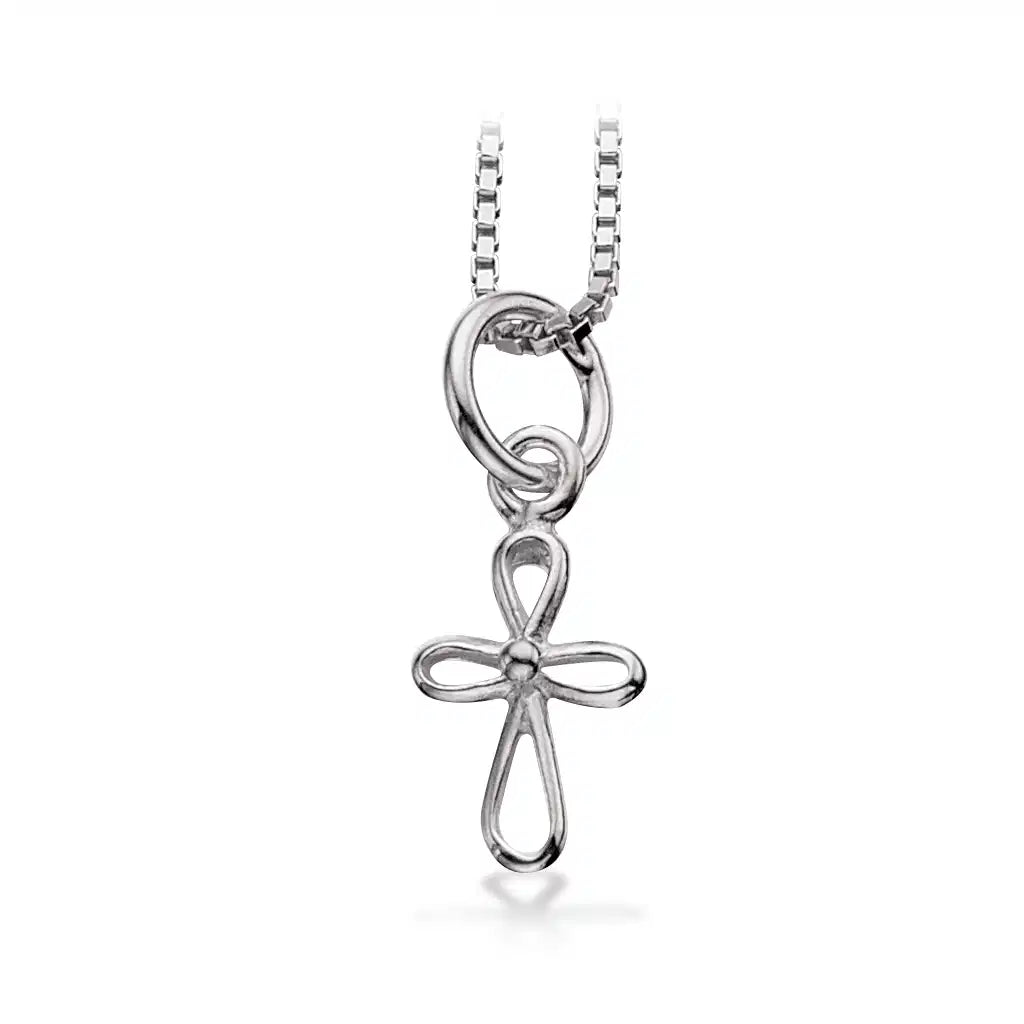 VEDHÆNG KORS 10 X 7 MM. SØLV M/KÆDE.