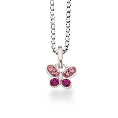 GIRLS VEDHÆNG SOMMERFUGLCUBIC.ZIR.SØLV/KÆDE