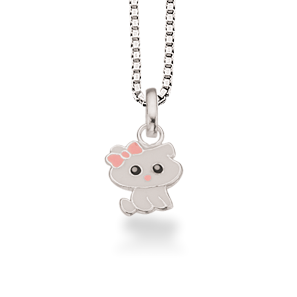 GIRLS VEDHÆNG KAT SØLV M/KÆDE