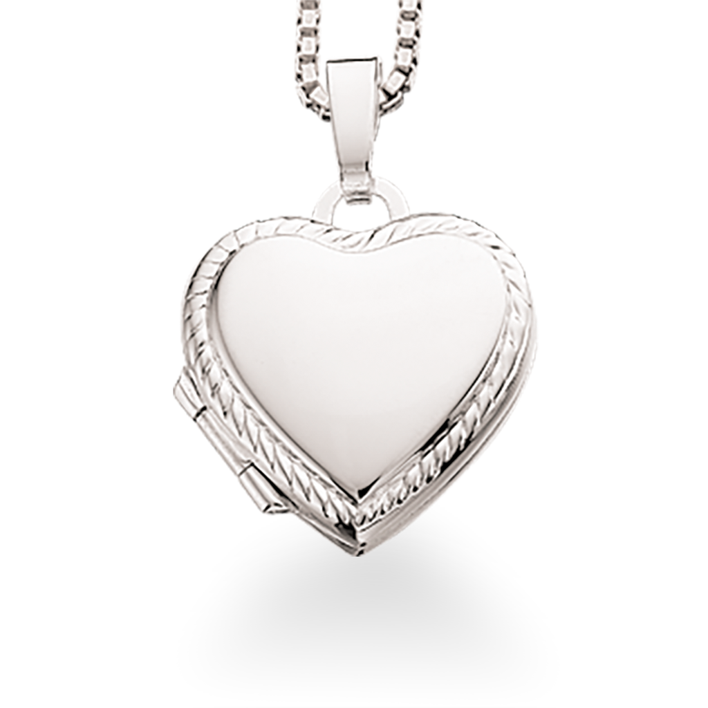 MEDALJON HJERTE 15 X 14 MM. SØLV M/KÆDE.