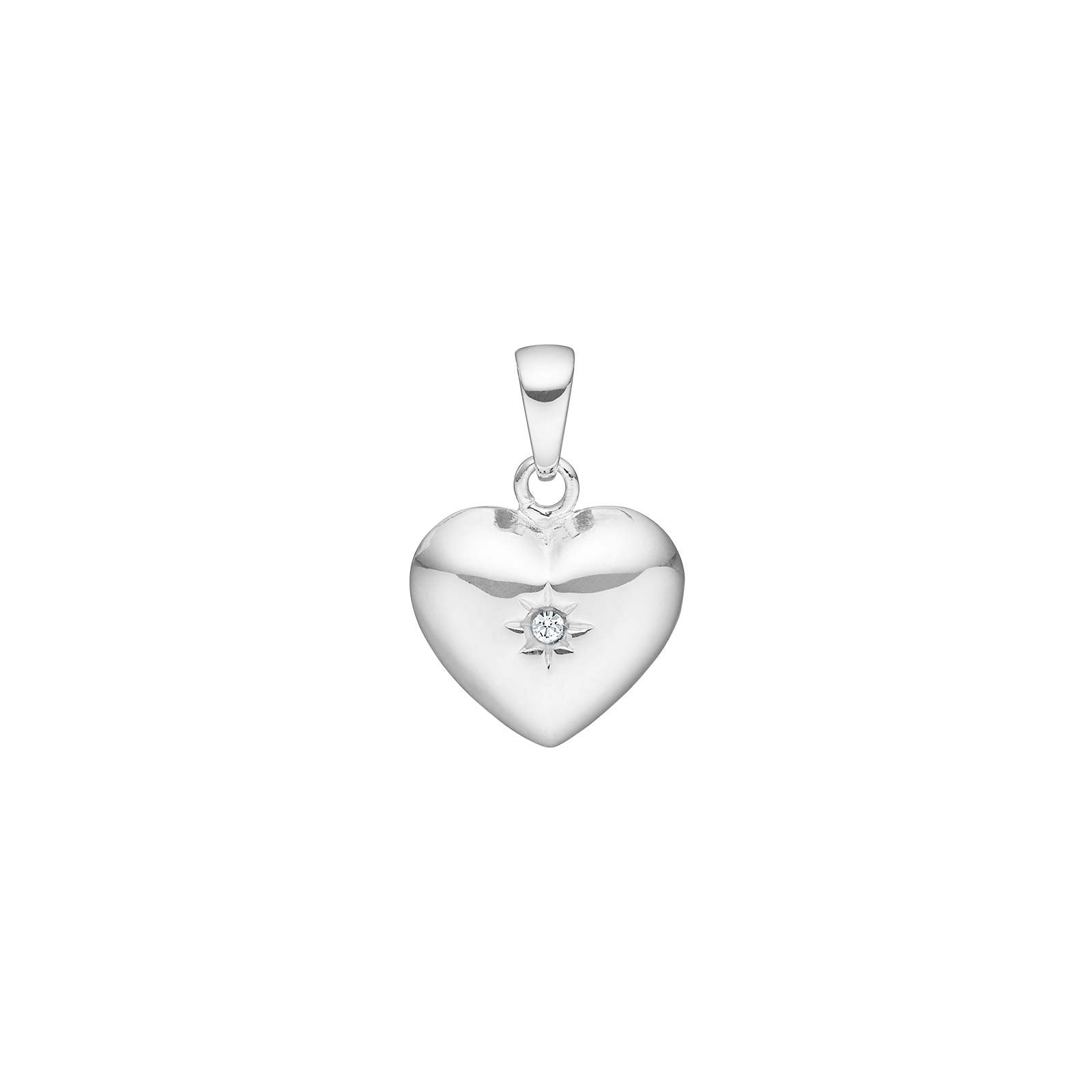 SIERSBØL SØLV RHOD. VEDHÆNG HJERTE MED CZ 20X15MM
