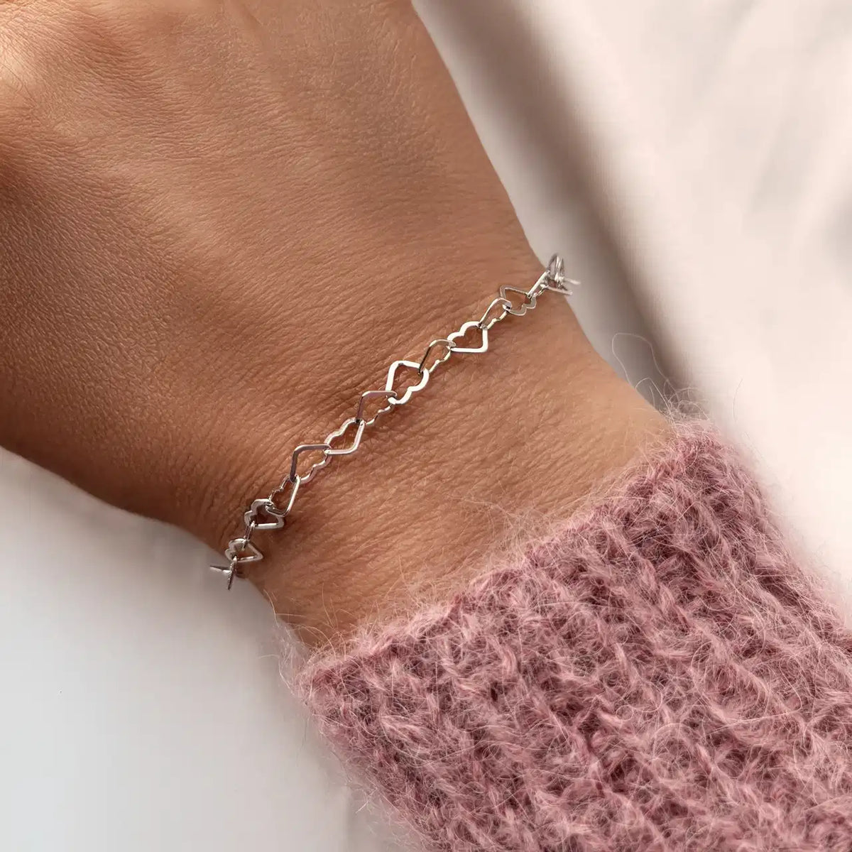 ARMBÅND HJERTER SØLV RH. 17+2 CM