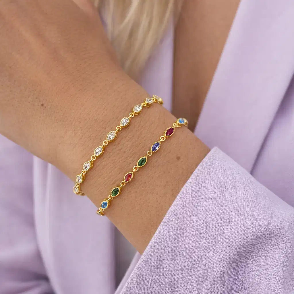 SOHO ARMBÅND MULTICOLOR CUBIC ZIR. SØLV FG. 17+2 CM