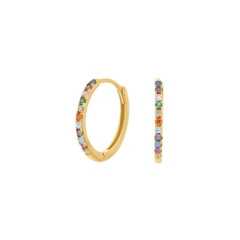 8KT. GULDCREOLER M/MULTICOLOR CZ 14MM
