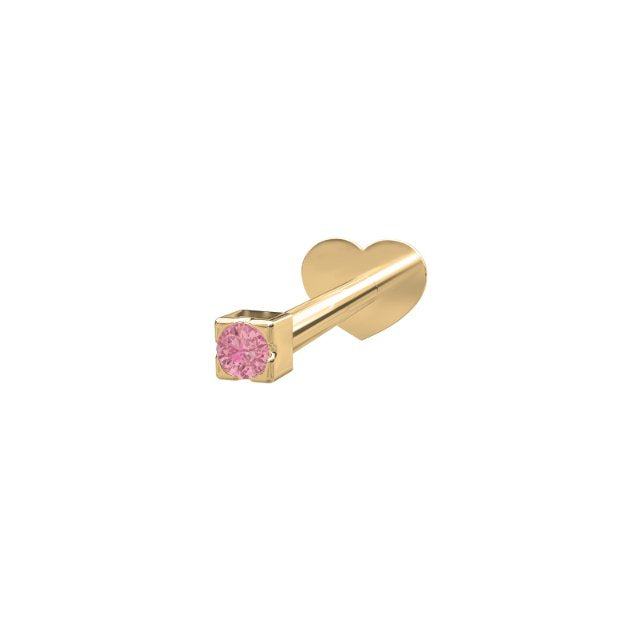 14KT. LABRET-PIERCING PINK TOPAZ PIERCE52 1STK