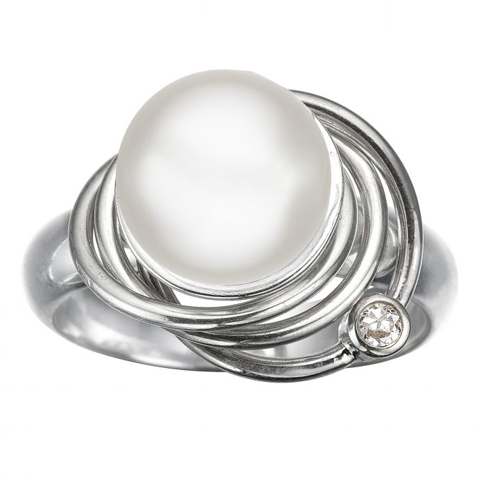 SØLV RING RINGE M.HVID PERLE