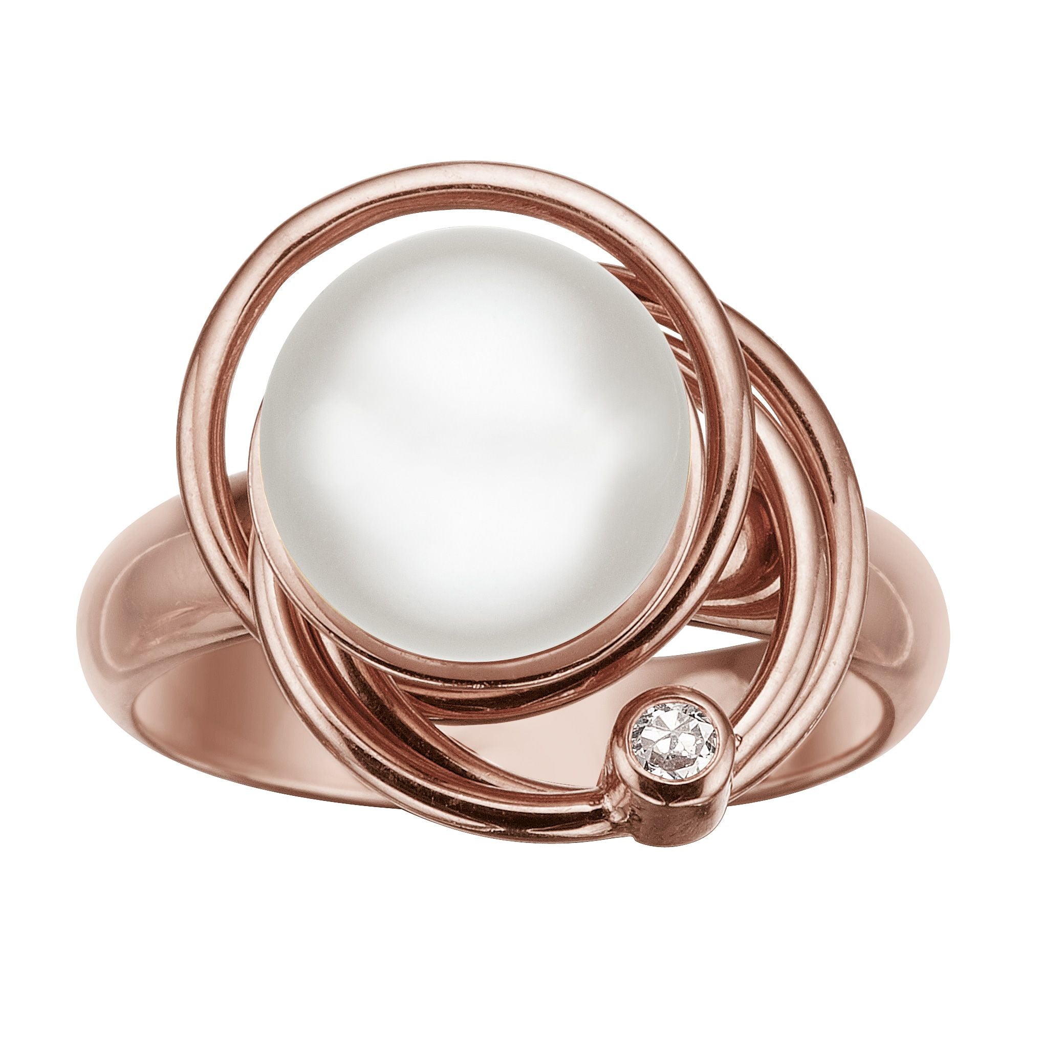 Rabinovich Magic Circles Ring, Hvid Perle, Rosa Forgyldt