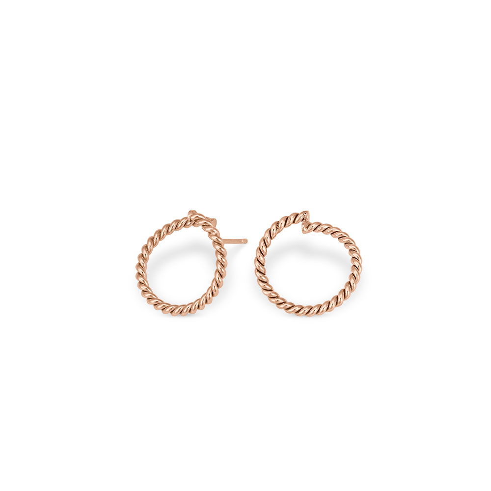 SØLV ØRERING TWISTED 20MM ROSA