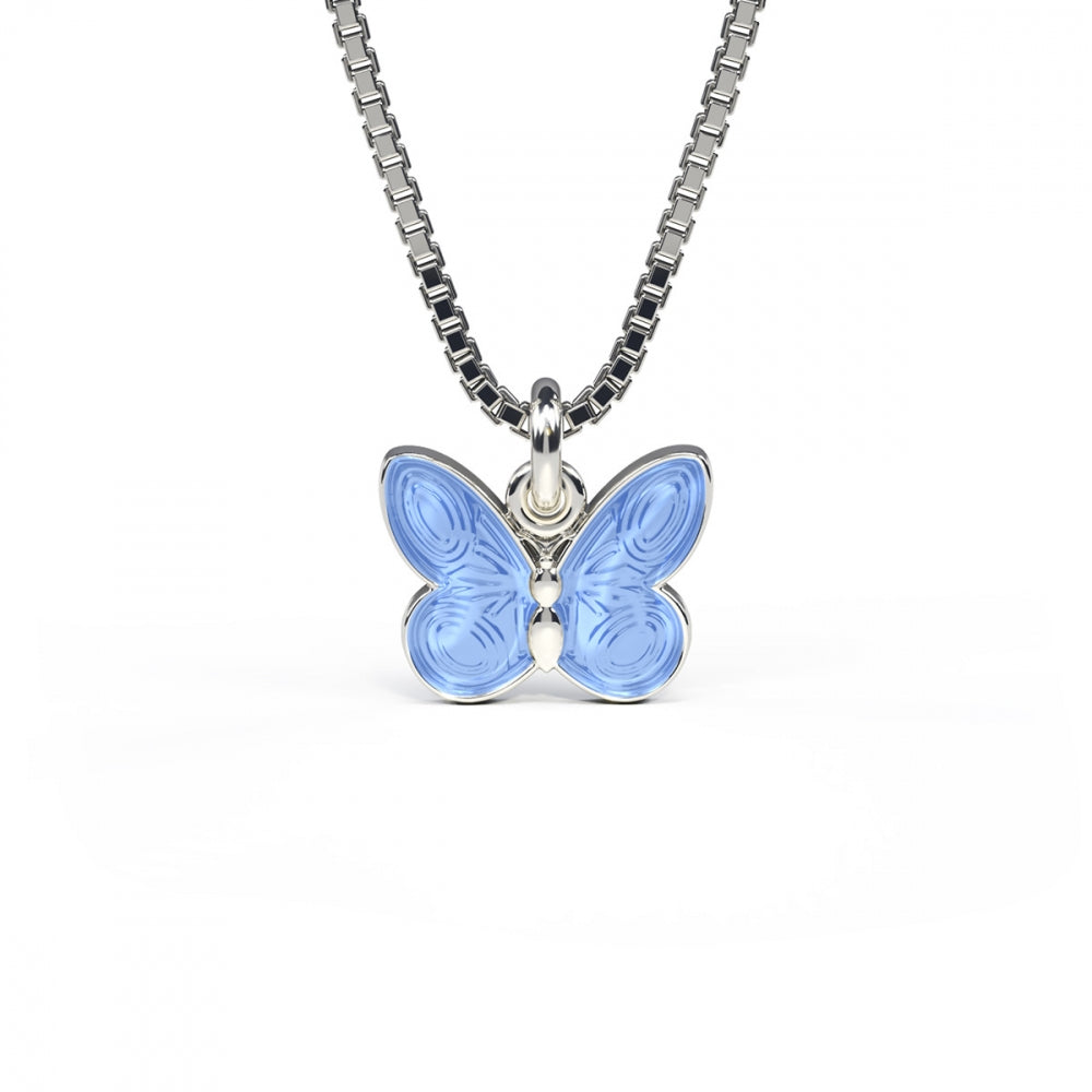 SØLV VEDH. LYSEBLÅ SOMMERFUGL M.KÆDE