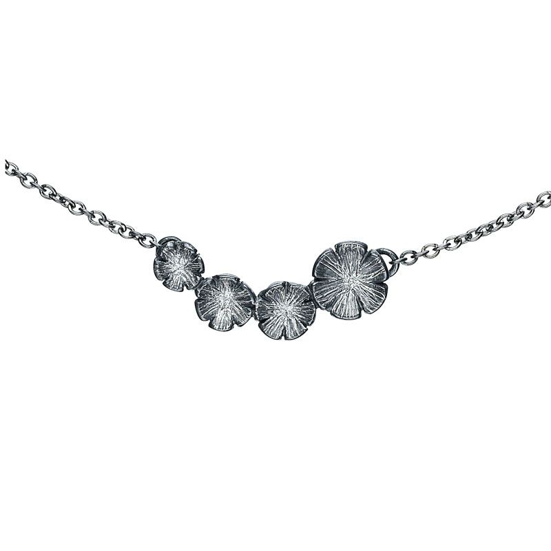 ZÖL HALSKÆDE BLOMSTER SORT 45CM