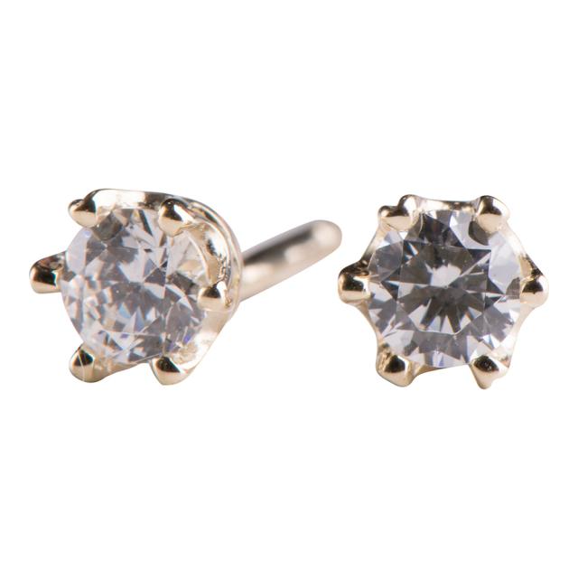 14KT. GULDØRESTIKKER M/CZ I 6 GRABBER 5.5MM