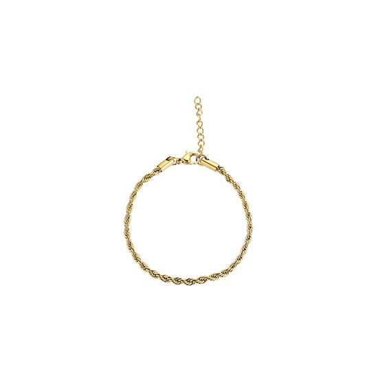 ROPE ARMBÅND 6MM FORGYLDT RUSTFRIT STÅL 16,5 - 20 CM