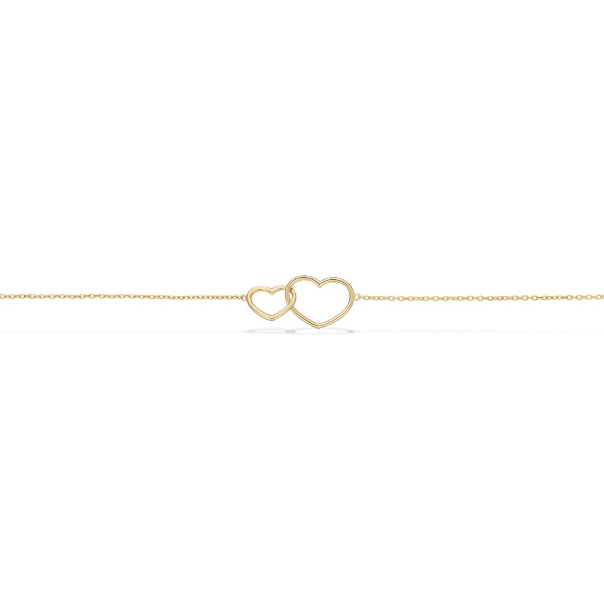 ARMBÅND DOBBLET HJERTE 17+2 CM 8 KT.