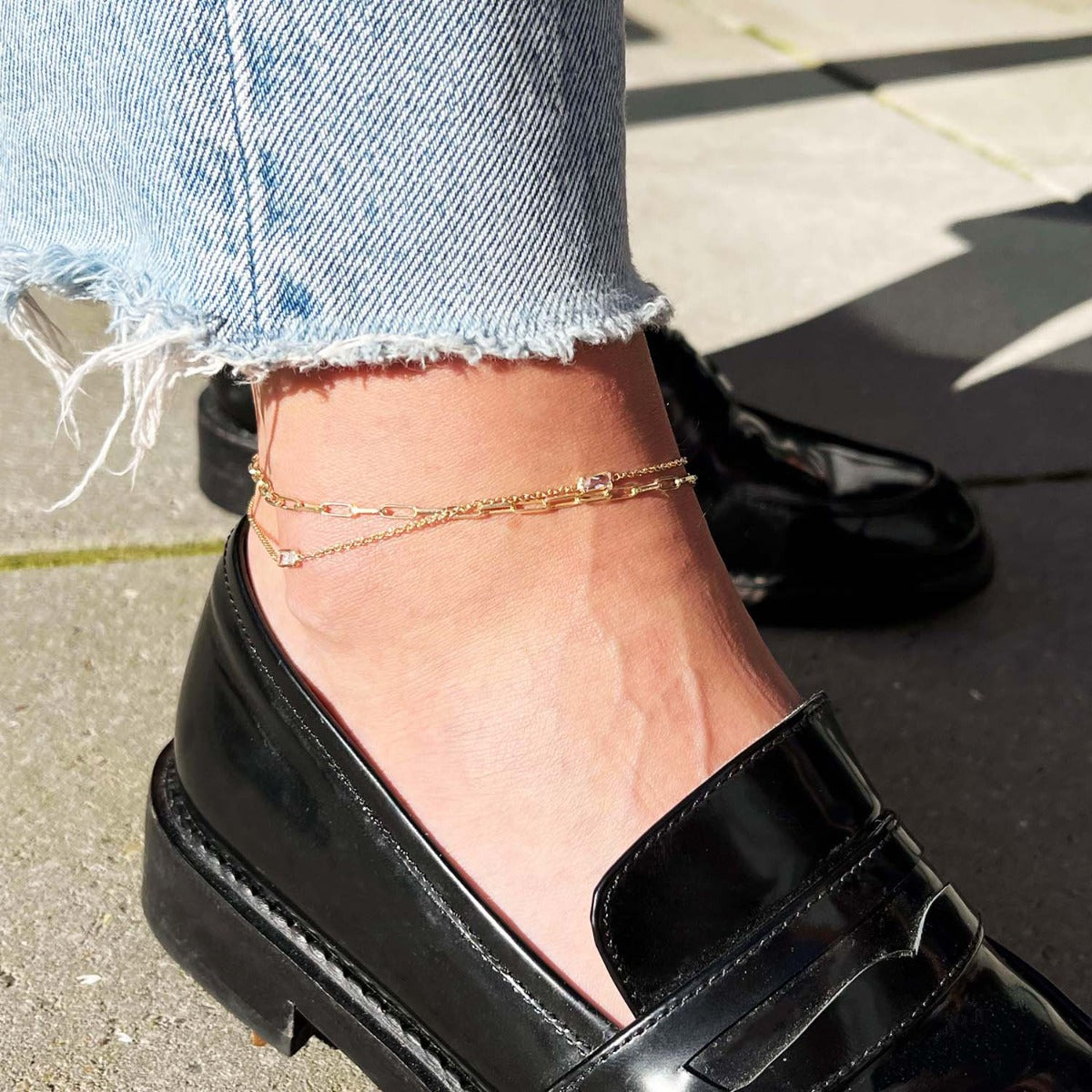 ANKELKÆDE BAGUETTE CUBIC ZIR. SØLV FG.