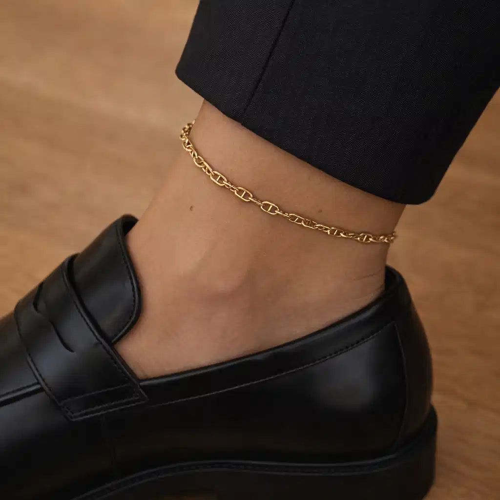 ANKELKÆDE LINKS SØLV FG. 25+2 CM.