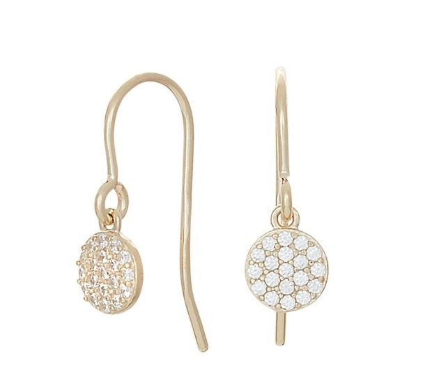 8KT. GULDØREHÆNGER M/6MM CIRKEL PAVERING M/CZ