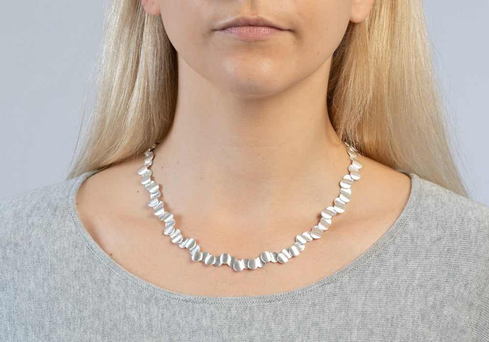 925/- COLLIER MAT/BØRSTET, 45CM +3CM