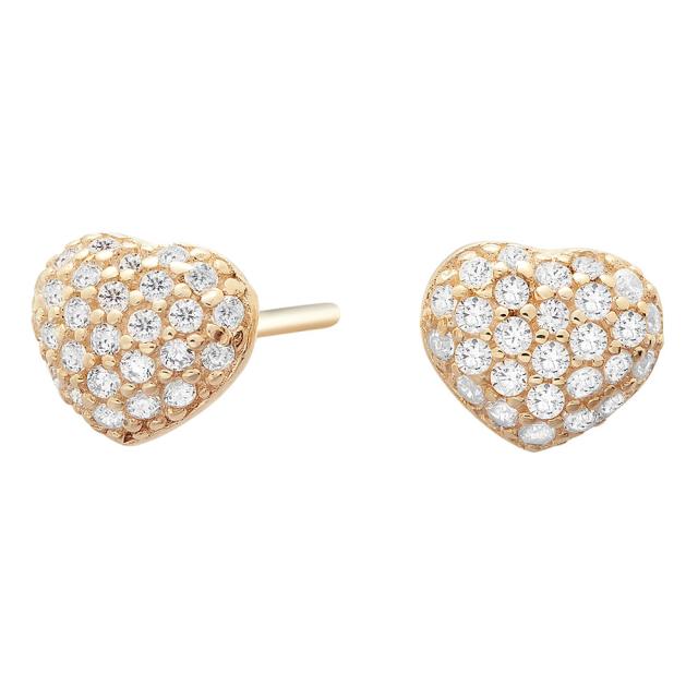 8KT. GULDØRESTIKKER HJERTE M/CZ I PAVÉ FATNING