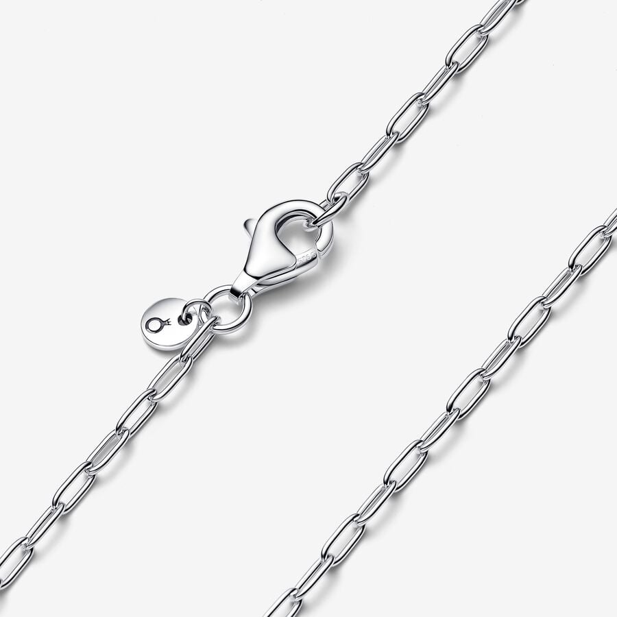 ELONGATED LINK CHAIN NECKLACE STERLING SILVER