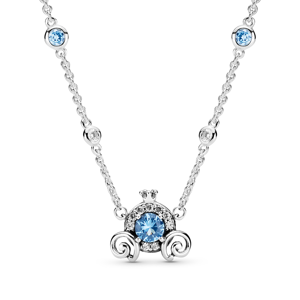 SØLV HALSKÆDE PUMKIN COACH BLÅ KRYSTAL