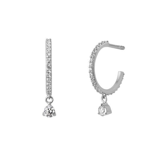 SØLV ØRERING MINI DANGLING STONE