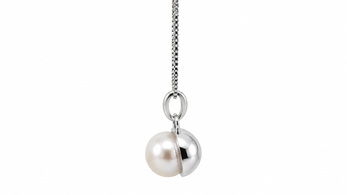 SØLV VEDH.PERLE 9-9,5MM M.KÆDE