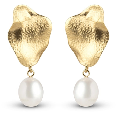 Caia Large Forgyldt Sølv Øreringe fra Enamel med Perle