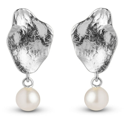 Enamel Caia Small Øreringe i Sterling Sølv med Perle