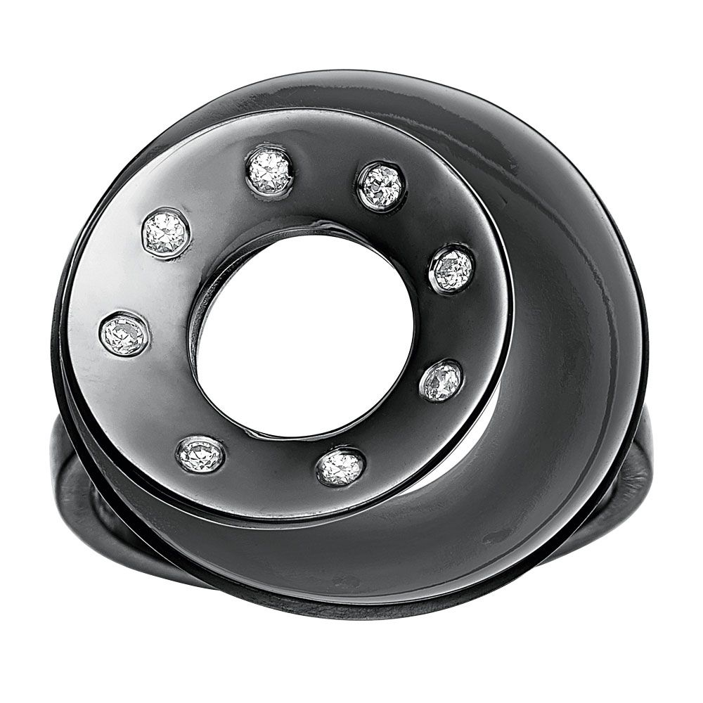 SØLV RING SORT OX M.ZIR