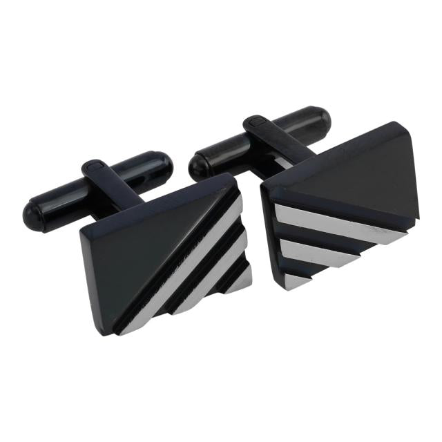 RUSTFRI STÅL MANCHETKNAPPER SORT/HVID