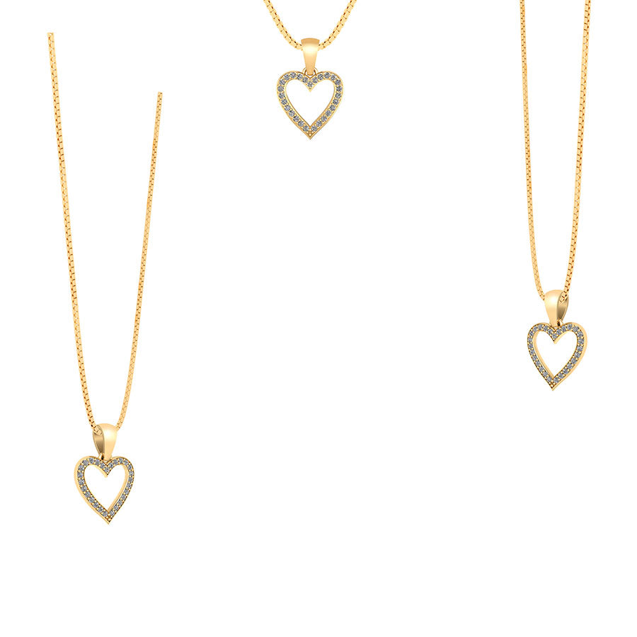 SØLV/FG HALSKÆDE HJERTE M.ZIR