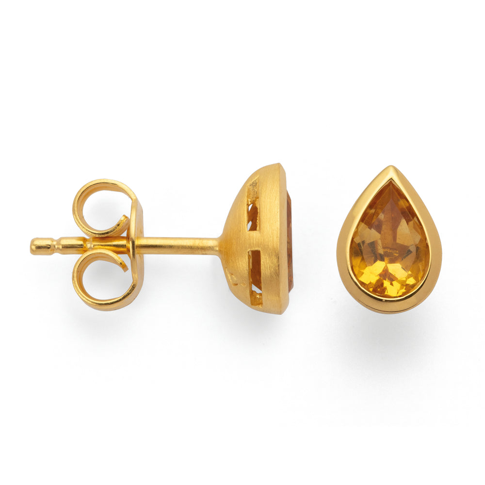 925/- ØRESTIKKER, FGE POLEREDE, CITRIN 0,84CT