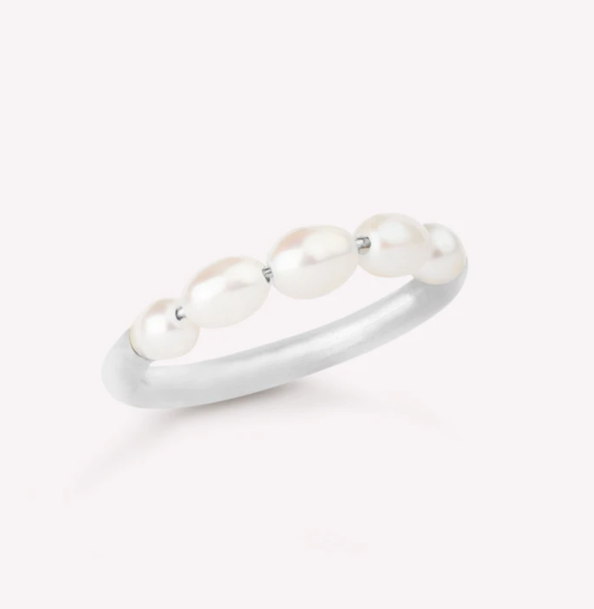 SØLV RING AURA M.PERLER