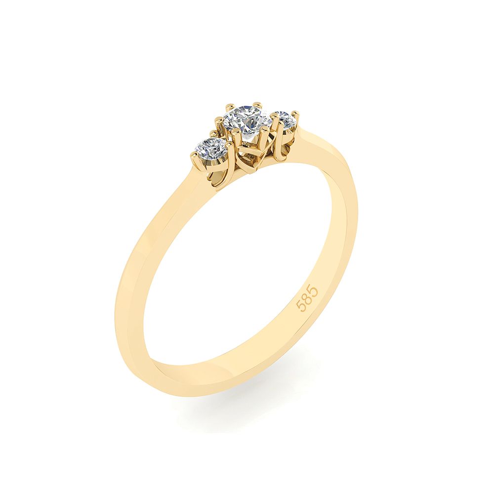 14KT.RING 1X0,09+2X0,027CT