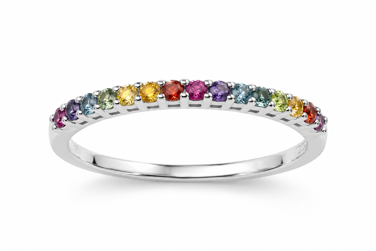 SØLV RING M. RAINBOW ZIR