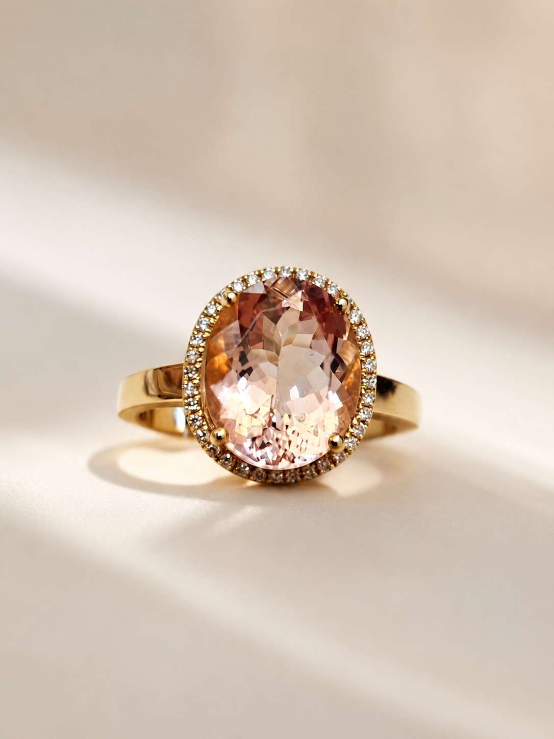 14KT.RING 0,10 W.SI+PINK MORGANITE 9X11MM